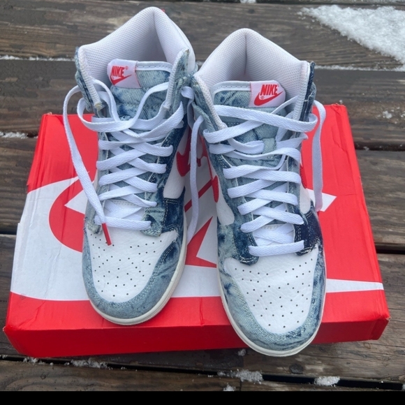 Women's Nike High Dunk Washed Denim Trainers - Picture 3 of 4